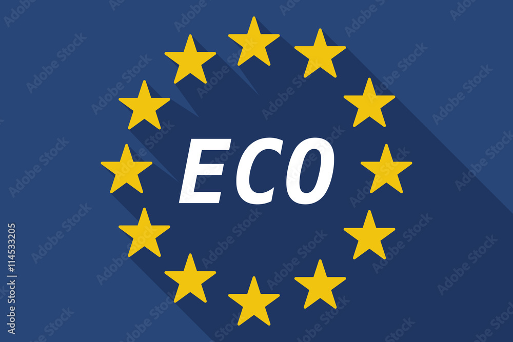 Long shadow European Union flag with the text ECO Long shadow European Union flag with the text ECO
