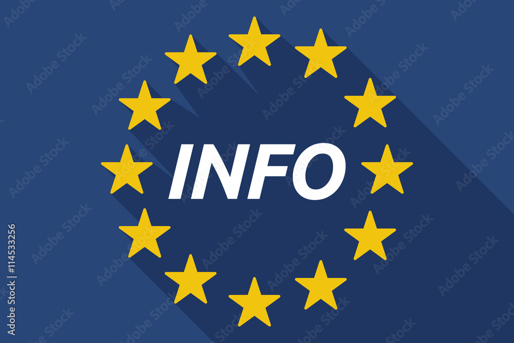 Long shadow European Union flag with the text INFO Long shadow European Union flag with the text INFO