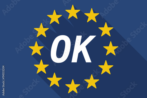 Long shadow European Union flag with    the text OK