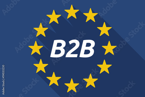 Long shadow European Union flag with the text B2B