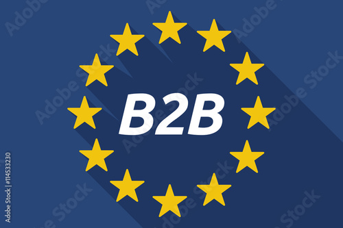 Long shadow European Union flag with    the text B2B
