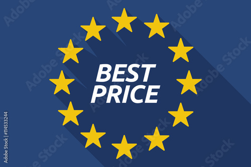 Long shadow European Union flag with    the text BEST PRICE