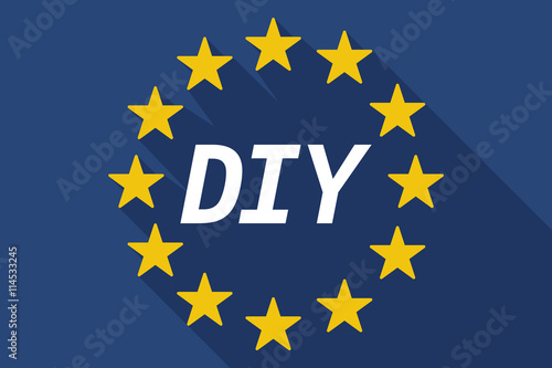 Long shadow European Union flag with    the text DIY