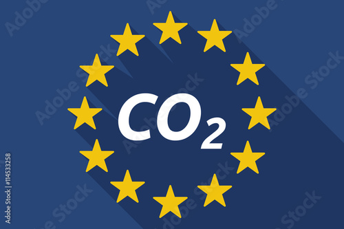 Long shadow European Union flag with    the text CO2
