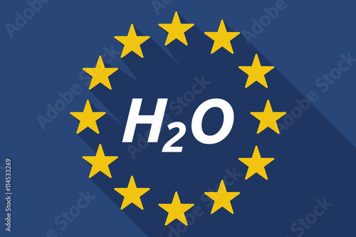 Long shadow European Union flag with the text H2O