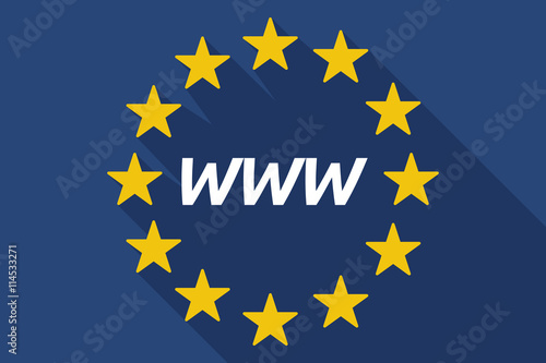 Long shadow European Union flag with    the text WWW