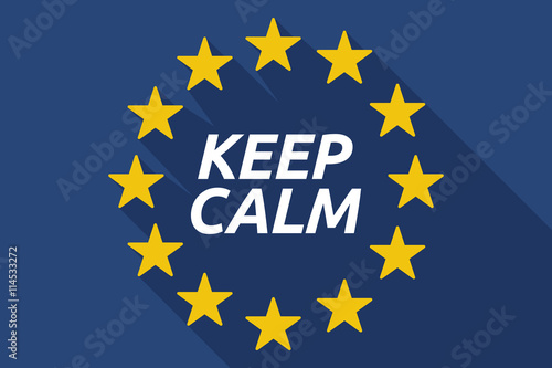 Long shadow European Union flag with    the text KEEP CALM