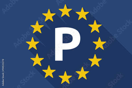 Long shadow European Union flag with    the letter P
