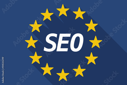 Long shadow European Union flag with    the text SEO