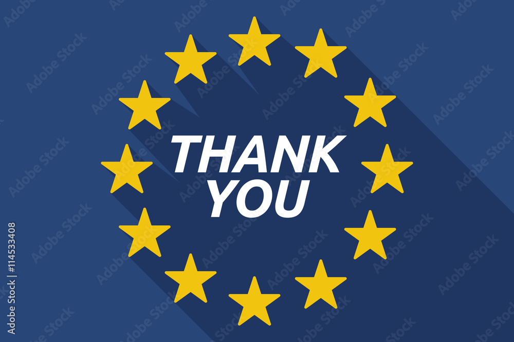 Long shadow European Union flag with    the text THANK YOU
