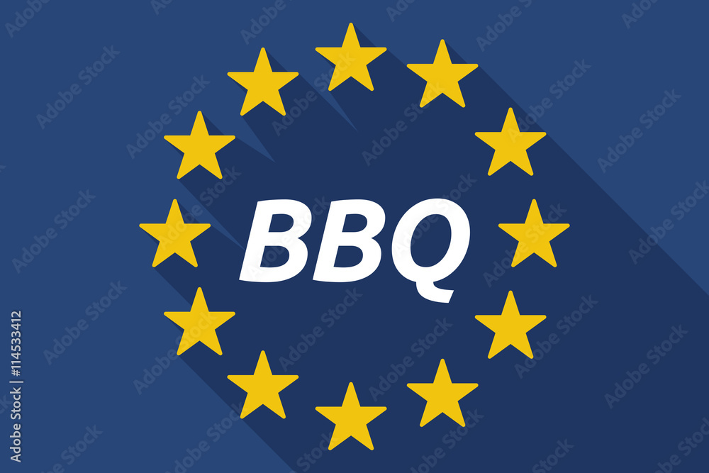 Long shadow European Union flag with the text BBQ Long shadow European Union flag with the text BBQ