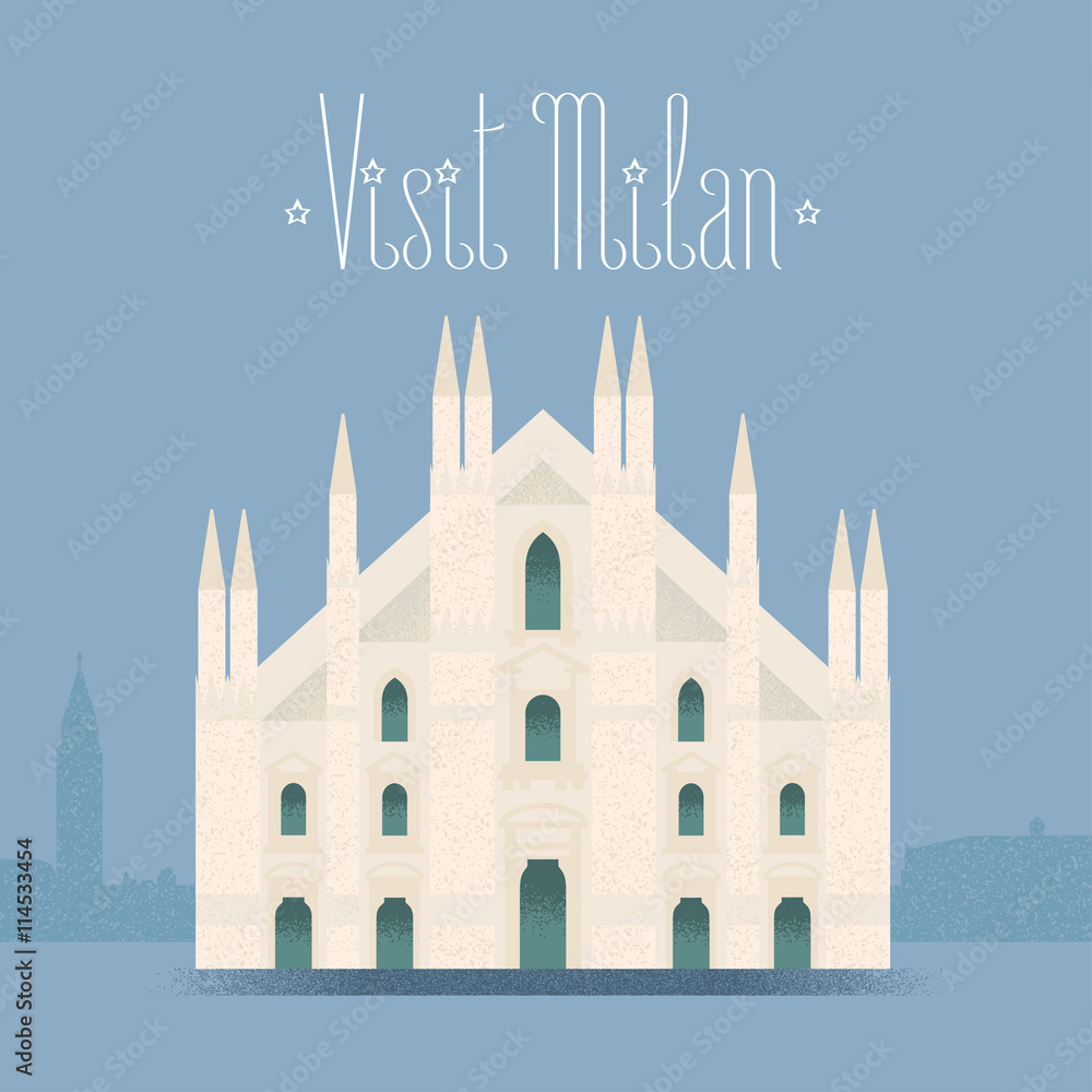 Milan, Milano cathedral vector illustration, design element, background Milan, Milano cathedral vector illustration, design element, background