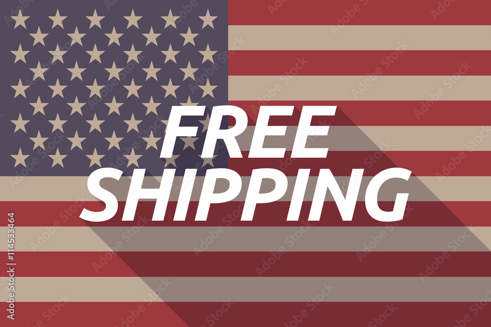 Long shadow USA flag with the text FREE SHIPPING Long shadow USA flag with the text FREE SHIPPING