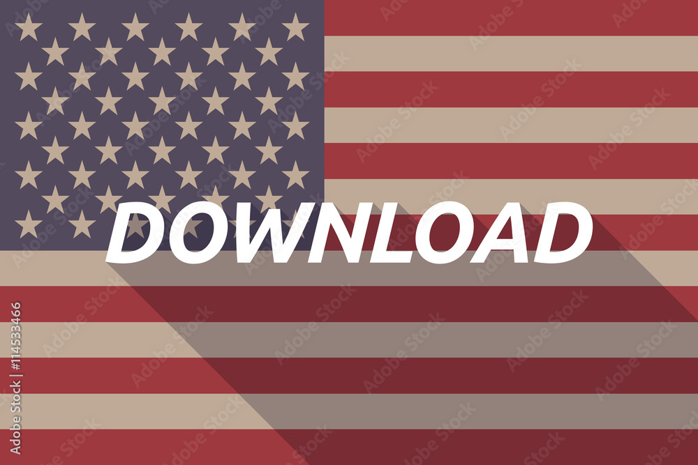 Long shadow USA flag with the text DOWNLOAD Long shadow USA flag with the text DOWNLOAD