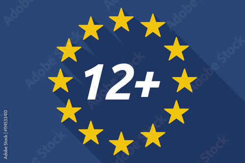 Long shadow European Union flag with    the text 12+