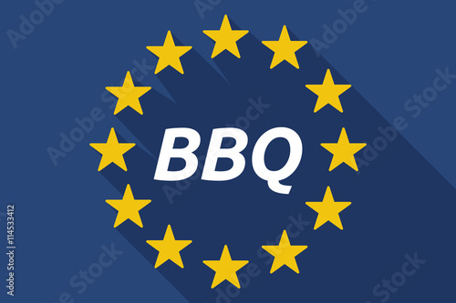 Long shadow European Union flag with    the text BBQ