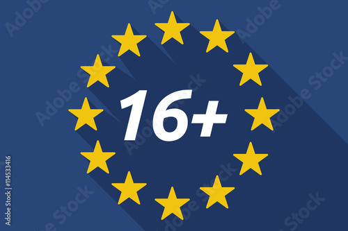 Long shadow European Union flag with    the text 16+