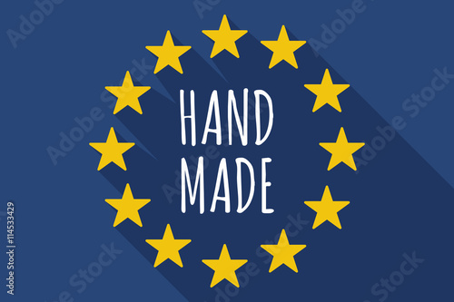 Long shadow European Union flag with    the text HAND MADE
