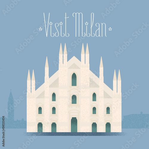 Milan, Milano cathedral vector illustration, design element, background