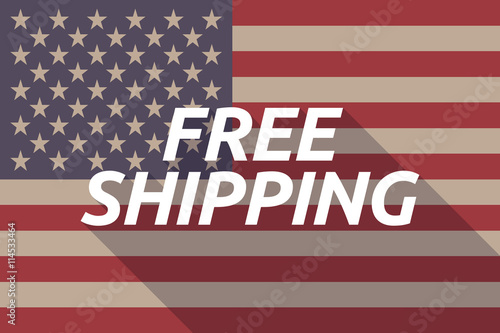 Long shadow USA flag with    the text FREE SHIPPING