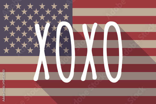 Long shadow USA flag with    the text XOXO