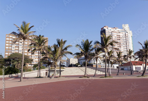 Promenade and Concrete Terrace Against Golden Mile City Skyline