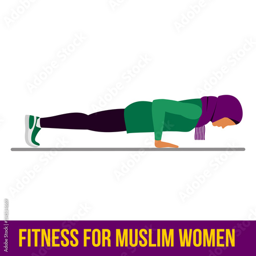Muslim aerobic icons. Full color