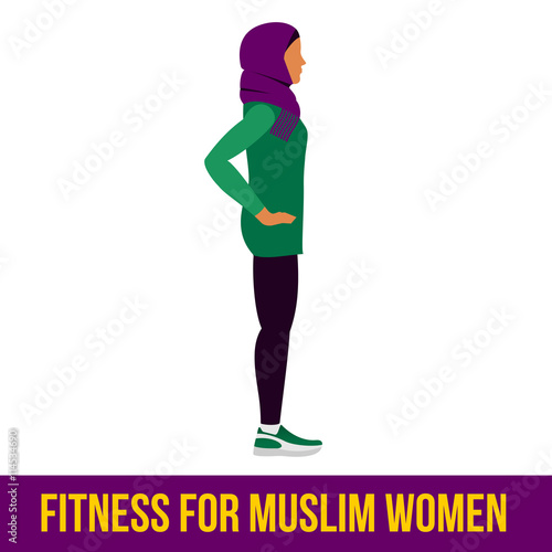 Muslim aerobic icons. Full color