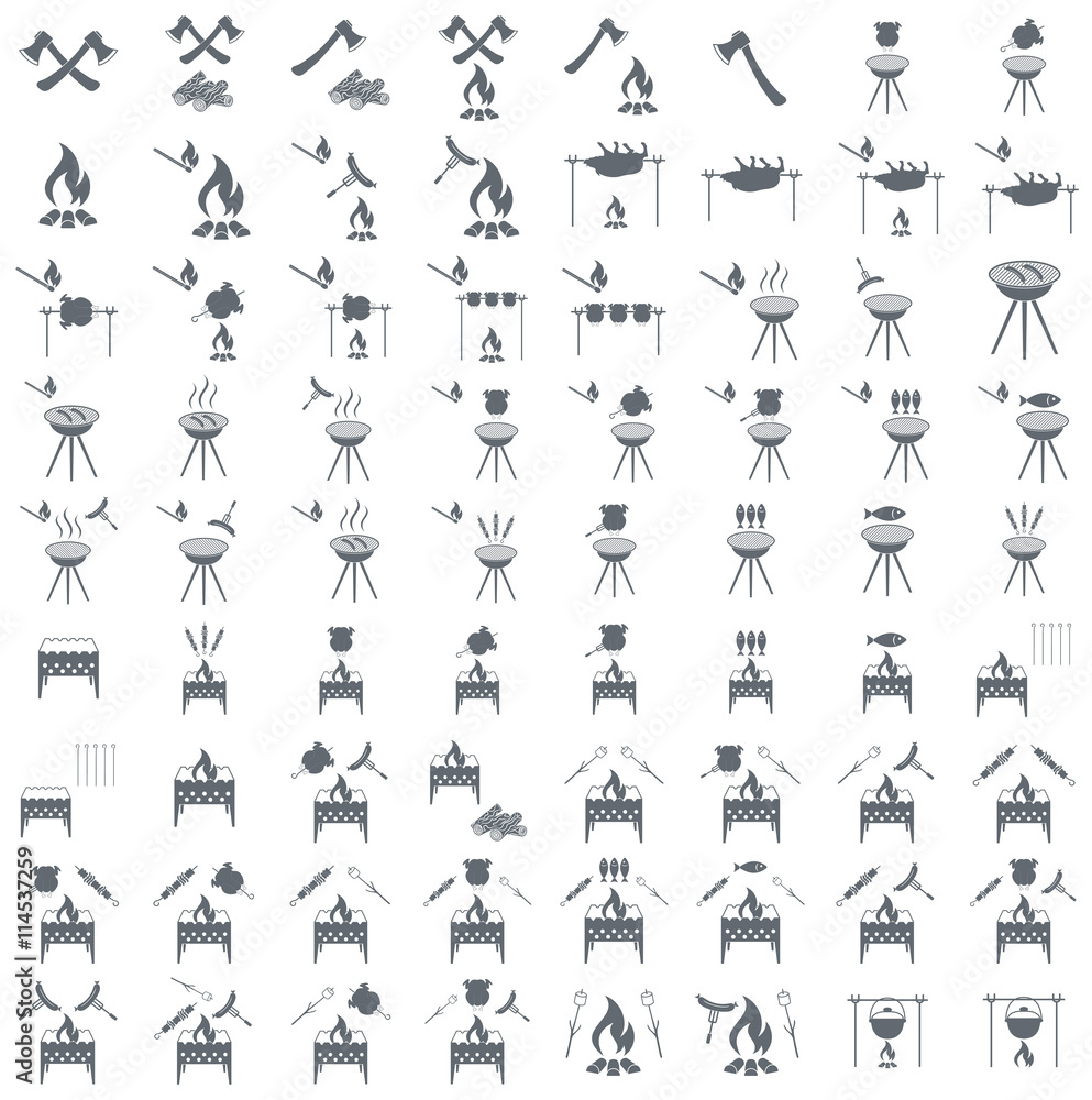 Set of barbecue icons. Vector illustration