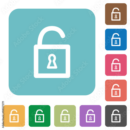Flat unlocked padlock icons