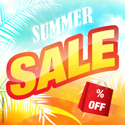 Summer sale banner background vector.
