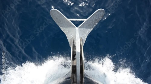 Anchor at the fron to the moving boat