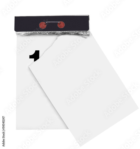 Tear-off calendar with a torn piece of paper