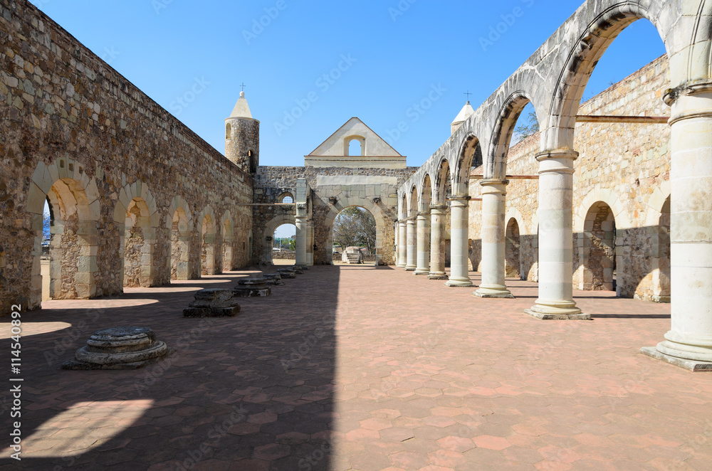 View to the yard of Convento de Cuilapam in Oaxaca