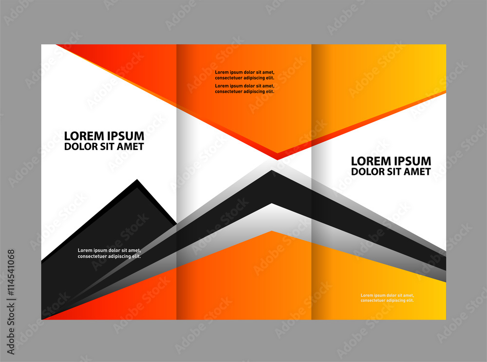 Vector tri-fold brochure design template with abstract geometric background EPS10 Tri-Fold Mock up & back Brochure Design
