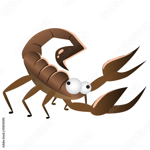 Cartoon brown funny Scorpio. Vector isolated