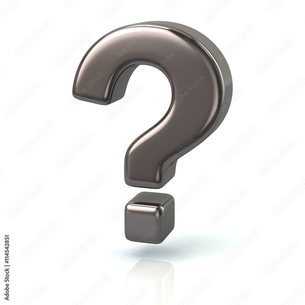 3d illustration of silver question mark 3d illustration of silver question mark
