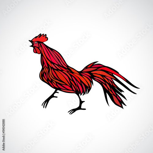 Red rooster outline illustration