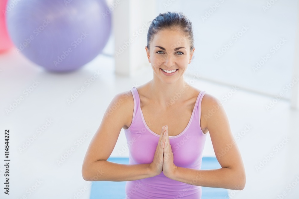 Portrait of happy woman exercising Portrait of happy woman exercising