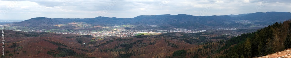 Panoramic view of Gaggenau in Baden-Wurttemberg, Germany, seen from castle ruin Ebersteinburg