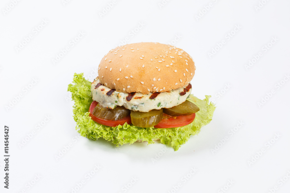 burger with chicken cutlet burger with chicken cutlet