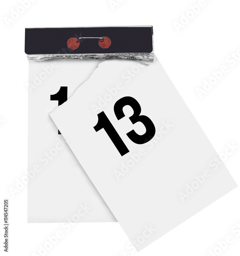 Tear-off calendar with the number 13