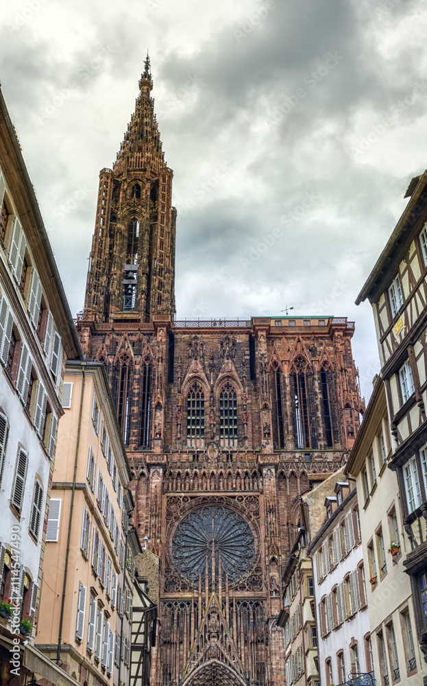 Fototapeta premium Cathedrale Notre-Dame or Cathedral of Our Lady in Strasbourg, Al