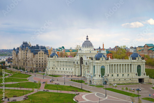 Palace of agriculture (Ministry of agriculture), cloudy spring day. Kazan, Tatarstan
