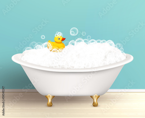 Bathtub With Foam Poster