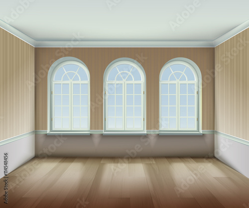 Room With  Arched Windows Illustration 