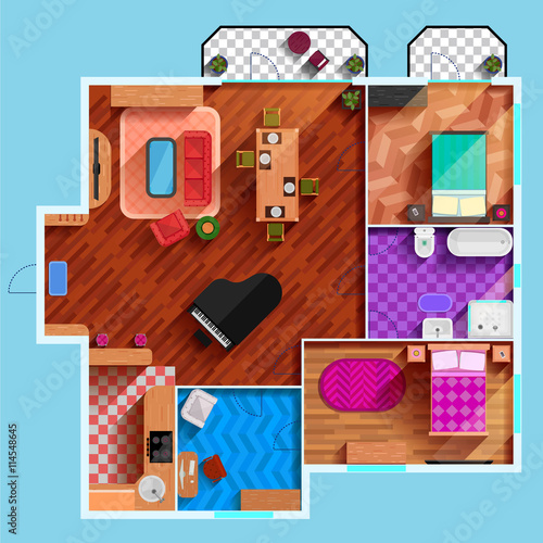 Top View Of Interior Of Typical Apartment 
