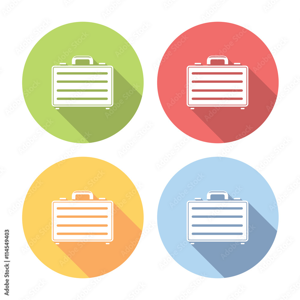 Business Metal Case Flat Icons Set Business Metal Case Flat Icons Set