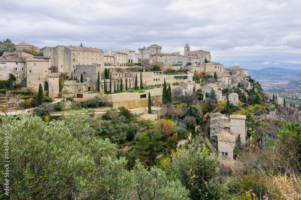 Panoramic scenery in Gordes, Provence, France