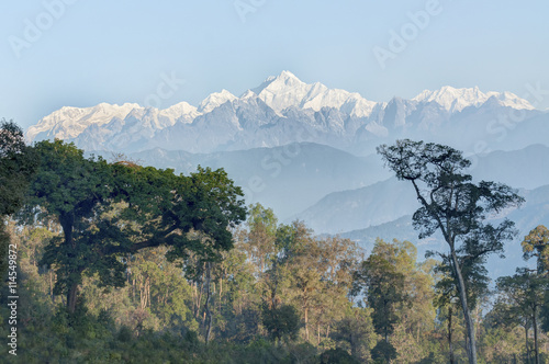 Kanchenjunga mountain range , Himalayan mountain in backdrop, Sikkim photo